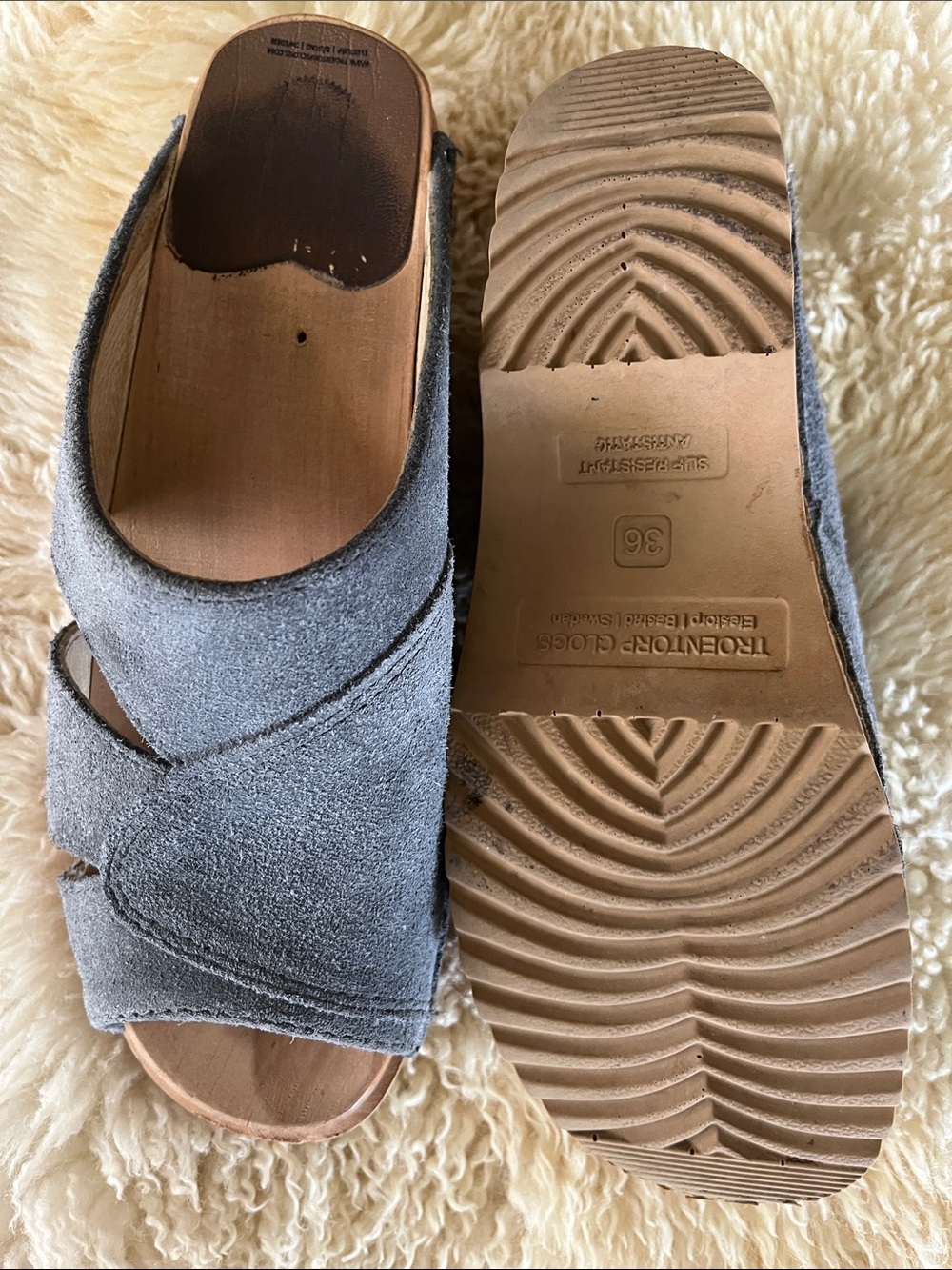 Troentorp Grey Suede Clog Sandals 36 - Picture 4 of 4